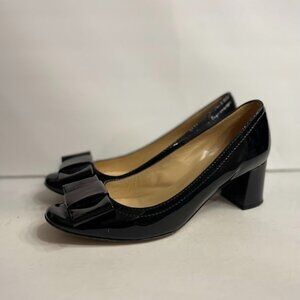 Kate Spade New York Patient Leather Black Bow Accent Pump